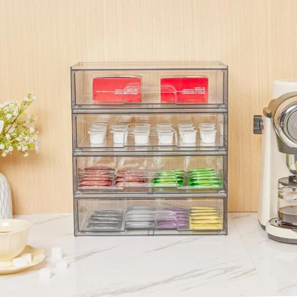 New 12.1In W Clear Stackable Storage Drawers, 2-Pack Acrylic Makeup Organizers